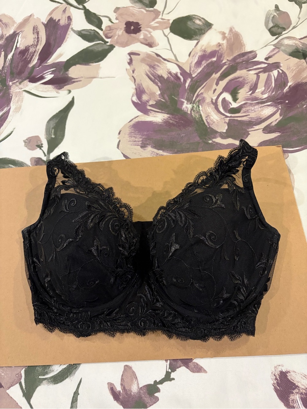 Soma Black Lace Embroidered Full-Coverage Bra